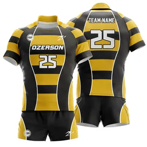Groothandel Custom Gesublimeerd Rugby Jersey Set Heren Rugby Shirt Polostijl En Shorts Rugby Jersey