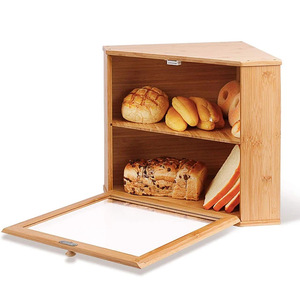 Boîte à pain en bambou à double couche avec couvercle, étagère de rangement pour aliments, pour collations et produits de boulangerie - Product Image 4