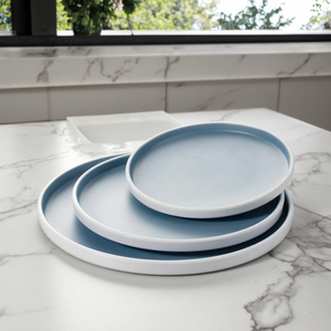 Offre Spéciale rond bon marché mélamine bleu et <span class=keywords><strong>blanc</strong></span> plaques - Product Image 5