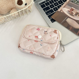 Korean Style Quilting <b>Wallet</b> Soft Cartoon Lipstick Makeup Bag <b>Cute</b> Floral Quilted Cosmetic Bag Unisex Short Waterproof Portable - Product Image 1