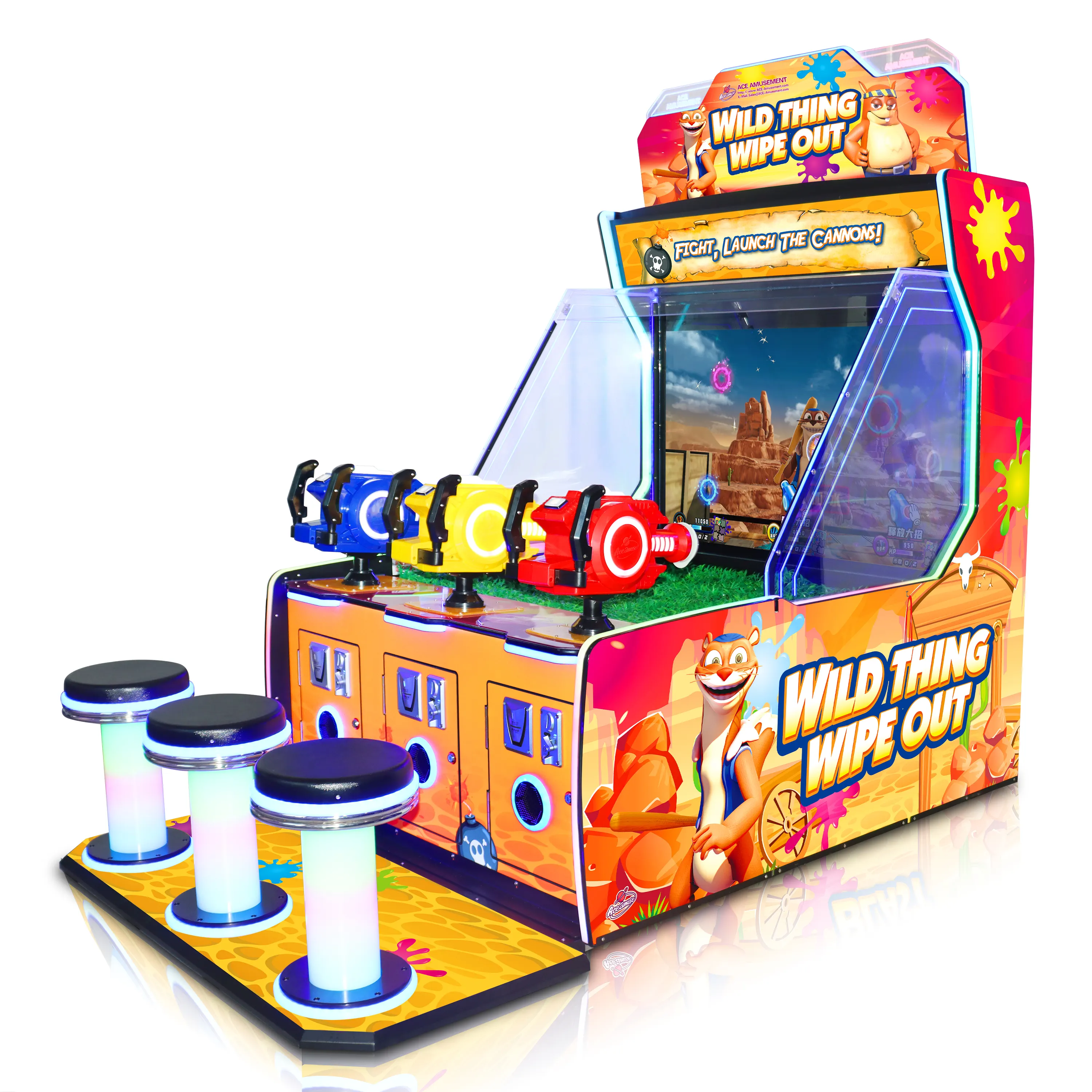 Nouveau produit Machines de jeu Wild-Thing Wipe-Out (version à 3 joueurs de l'eau de tir) Machine de jeu de tir à l'eau pour enfants