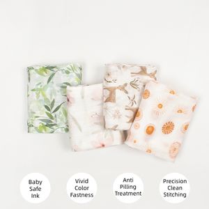 بطانيات قماط وشاش موسلين من الخيزران القطني العضوي بطباعة مخصصة للرضع والأطفال واللّف - Product Image 3