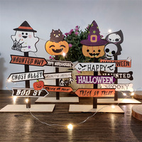 Décorations d'Halloween Centres de table Décor Joyeux Halloween Signe de table Citrouille Fantôme Halloween Ornements en bois