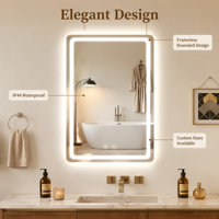 Miroir de salle de bain mural pour hôtel, moderne, luxueux, minimaliste, carré, avec lentilles en verre éclairées par LED, Guangdong