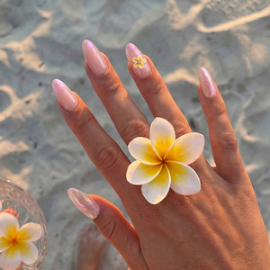 เล็บปลอมอะคริลิคทำมือลายอัลมอนด์ขนาดกลาง หรูหรา ขายส่ง สำหรับฤดูร้อน ลายดอกไม้ 3 มิติ ปลายเล็บแบบฝรั่งเศส เจลนิ่ม กดติดง่าย จำนวนมาก - Product Image 1