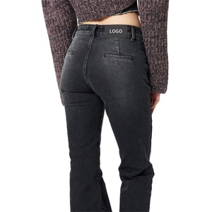 Jeans Negros Casuales de Moda Vintage de Alta Calidad a Precio de Mayoreo, Jeans Acampanados para Mujer - Product Image 6