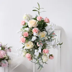 新设计工厂出售美丽的人造花墙婚礼装饰Pe，装饰鲜花和花环松桃CN; 瓜