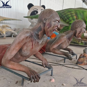 Décoration d'Halloween animatronique effrayante sur le thème de l'horreur, fantômes zombies simulés à mi-corps, accessoires mobiles pour maison hantée - Product Image 4