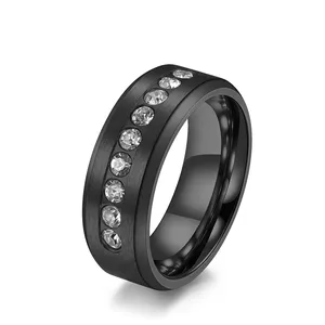 Custom Latest Custom Unique Irregular Black Zircon Ring Stone 316l stainless steel Ring For Man