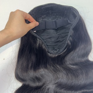Perruque mi-tête bouclée Pixie birmane naturelle, sans colle, prête à porter, en cheveux humains, sans colle ni <span class=keywords><strong>gel</strong></span>, pour débutantes, perruques 3-en-1 bouclées crépues à porter en inversée - Product Image 4