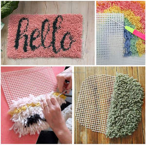 Kit de <span class=keywords><strong>toile</strong></span> de maille d'accrochage de tapis vierge avec outil de crochet de loquet plié en bois, <span class=keywords><strong>toile</strong></span> en <span class=keywords><strong>plastique</strong></span> de kit d'accrochage de tapis - Product Image 6