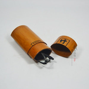 Bamboo Eyeglass Case Carbonized Color Flat Ellipse Shape JY-03 Storage Tube For Eyeglasses - Product Image 4