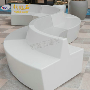 Nuevos Materiales de Construcción de Piedra, Banco de Hormigón GRC, Asientos para Patio Exterior, Impermeable, Gris Blanco, Personalizable - Product Image 2