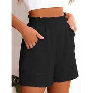 FOXA Pantalones cortos de cintura alta para mujer, cintura elástica, algodón, elastano, transpirables, con bolsillos, ropa informal de verano para la playa - Product Image 3