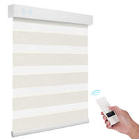 Persianas Zebra Motorizadas ZSTARR con Control Remoto, Cortinas Inteligentes Automáticas de Doble Capa, Persianas Horizontales Compatibles con Alexa para Oficina