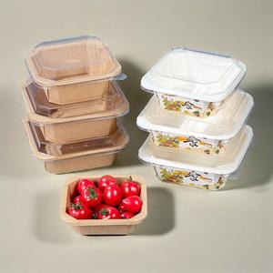 Disposable Rectangular Salad Container with <b>Plastic</b> Lids Octagonal Packaging Bowls Food Grade for Restaurant Take Away - Product Image 1