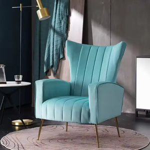 Fauteuil de qualité supérieure, moderne, luxueux, avec assise confortable et rembourrée, pieds dorés, accent orange - Product Image 4
