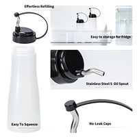 Botellas exprimibles con tapa negra, paquete de 2, contenedor de condimentos recargable a prueba de fugas para uso en la cocina