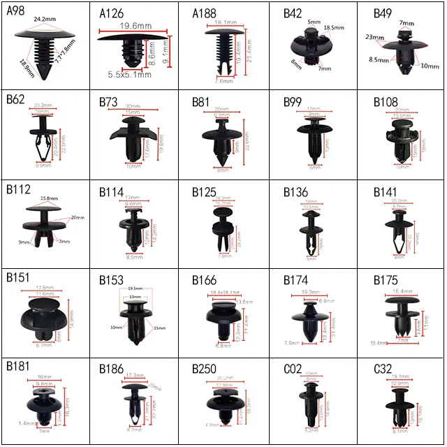 90467-07211 Hole Auto Body Plastic Clips Auto Push Pin Fastener Clips