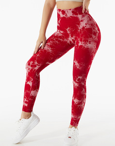 Mujeres Niñas High Rise Control <span class=keywords><strong>de</strong></span> barriga Fitness Seamless Marble Tie Dye Scrunch Back Yoga Leggings - Product Image 2