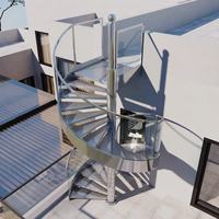 Escalier en colimaçon extérieur personnalisé antidérapant en acier inoxydable antirouille avec colonne centrale