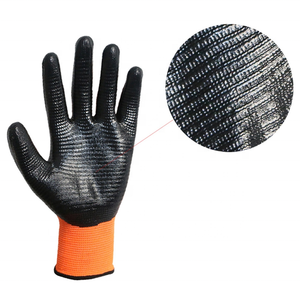 Usine En Gros Polyester Shell Doublure En Nylon Nitrile Zèbre Stripe Enduit Gants De Travail De Sécurité pour Usage Général Logo Personnalisé - Product Image 3