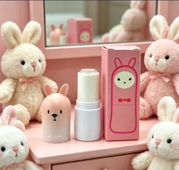 Tube vide pour rouge à lèvres/baume à lèvres en forme d'alpaga de dessin animé mignon pour enfants, en matériau ABS, avec bouchon à vis et marquage à chaud