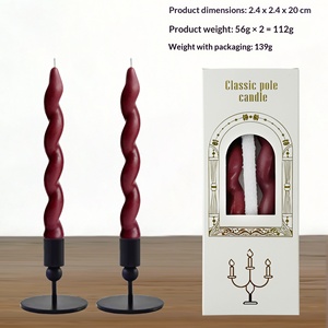Ensemble de bougies coniques de formes variées, emballées en boîte, bougies longues à spirale, à facettes, pour la décoration de table de mariage ou de dîner - Product Image 4