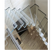 Usine fournissant des accessoires pour escaliers en verre, prix des rampes d'escalier en verre intérieures, escalier en verre avec éclairage LED