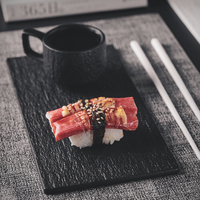 Services de table en céramique, assiettes japonaises rétro haut de gamme, motif rocheux exquis noir et blanc, assiette plate, tasse à café motif rocheux