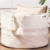 Voyage chez l'habitant vêtements sales panier de rangement tissé à la main coton corde peluche jouet Organisation baril pour petit espace vie
