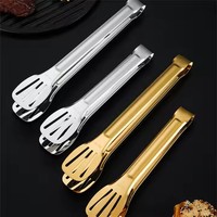 Pince à barbecue écologique en acier inoxydable de 9/12 pouces petit outil de cuisine finition dorée retournant servant des ensembles de fruits pour barbecue