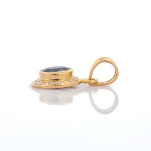 เครื่องประดับเพชรเม็ดเดี่ยวสีทองสีเหลืองล้วน18K ทำด้วยมือไพลินและพลอยเพชรธรรมชาติสำหรับงานเลี้ยงของผู้หญิง - Product Image 3