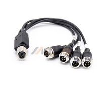 Cable divisor M12 de 12 pines macho a 4x GX12 de 4 pines hembra, conjunto de conector de aviación de 12 núcleos a 4 vías, arnés de cableado M12 con codificación A