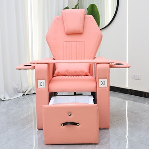 Pedicure Chair Pu Leather <b>Reclining</b> Foot Spa Massage Chair With 7 Color LED Lamp Pipeless Tub For Nail Salon - Product Image 3