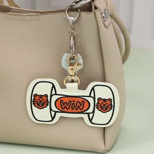 <b>Dumbbell</b> Weights Bag Charms for Backpack Cute Purse Charms Keyring PU Leather Fitness Set Keychain - Product Image 2