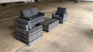 Ensemble <span class=keywords><strong>de</strong></span> canapé en rotin 4 pièces tout temps - Meubles <span class=keywords><strong>de</strong></span> <span class=keywords><strong>jardin</strong></span> imperméables pour <span class=keywords><strong>salon</strong></span> et terrasse extérieurs - Product Image 6