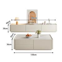 Table basse et meuble TV combinés en dalle de roche, style moderne minimaliste pour salon