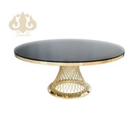 Tables rondes en acier inoxydable pour événements et fêtes, plateau en verre, 8 places, banquet de mariage