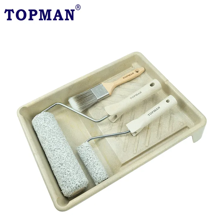 TOPMAN 6 uds Topman juego de rodillos de pintura ecológicos y sostenibles con mango de fibra de bambú biodegradable