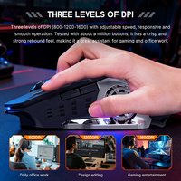 Nouvel arrivage de souris de jeu 3D rétroéclairée RVB double mode ergonomique 6 boutons rechargeable 500mAh tablette optique sans fil main droite