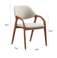 Chaise de salle à manger, mobilier de maison, luxe léger, bois massif, style moderne, demi-accoudoir, dossier, chaise ergonomique décontractée pour salon et bureau