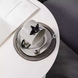 Solhui Ins nórdico lindo mariposa cerámica taza de café y platillo <span class=keywords><strong>ste</strong></span> exquisito juego de tazas de té de la tarde - Product Image 4
