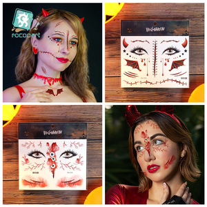 Nuevas pegatinas de tatuajes de Halloween transfronterizas, maquillaje facial aterrador y sangriento, película de agua, impresión por transferencia de agua - Product Image 2