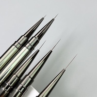 Pena Gambar Garis Seni Kuku Profesional Ultra-halus dengan Tabung Aluminium 5 Batang untuk Mewarnai Garis Bunga