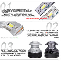 Lampe LED K7c 6000k H7 H4 H11 3 tubes en cuivre LED