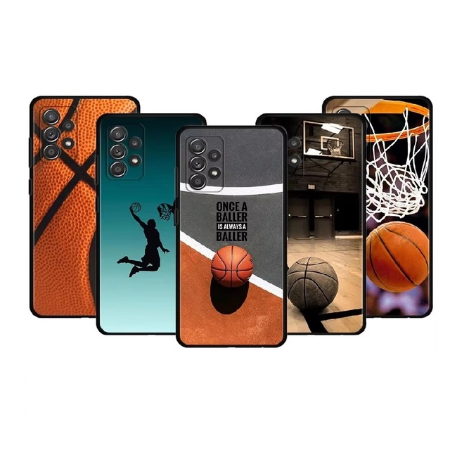 Basketball Basket Black Silicone Phone Case for Samsung Galaxy S20/S21/S22 Ultra Painted UV Printing Cover Note 20 A53 A03 Core