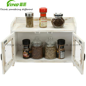Estante de Almacenamiento de Dos Niveles para Encimera de Cocina, de Madera Blanqueada, Multifuncional, Tamaño Personalizable, No Plegable, Tipo de Piso, Exhibición - Product Image 4