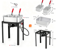 Friteuse à propane légère en aluminium Ruixiao FF18-01, 18 QT, revêtement nano, 58K BTU, régulateur 5 PSI, paniers de drainage doubles