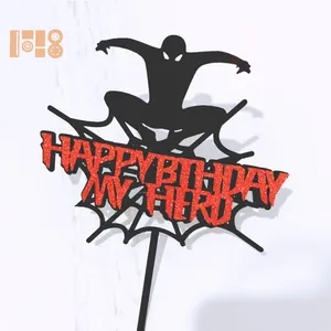 วันเกิดเค้ก Deco Super Hero Spiderman Cupcake Topper Picks การ์ตูน Happy Birthday My Hero อะคริลิคเค้ก Toppers